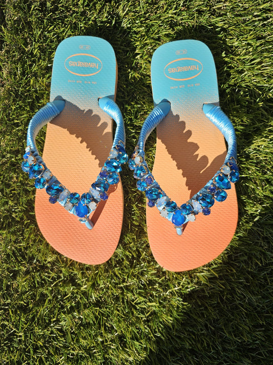 Orange Blue Twist Slippers
