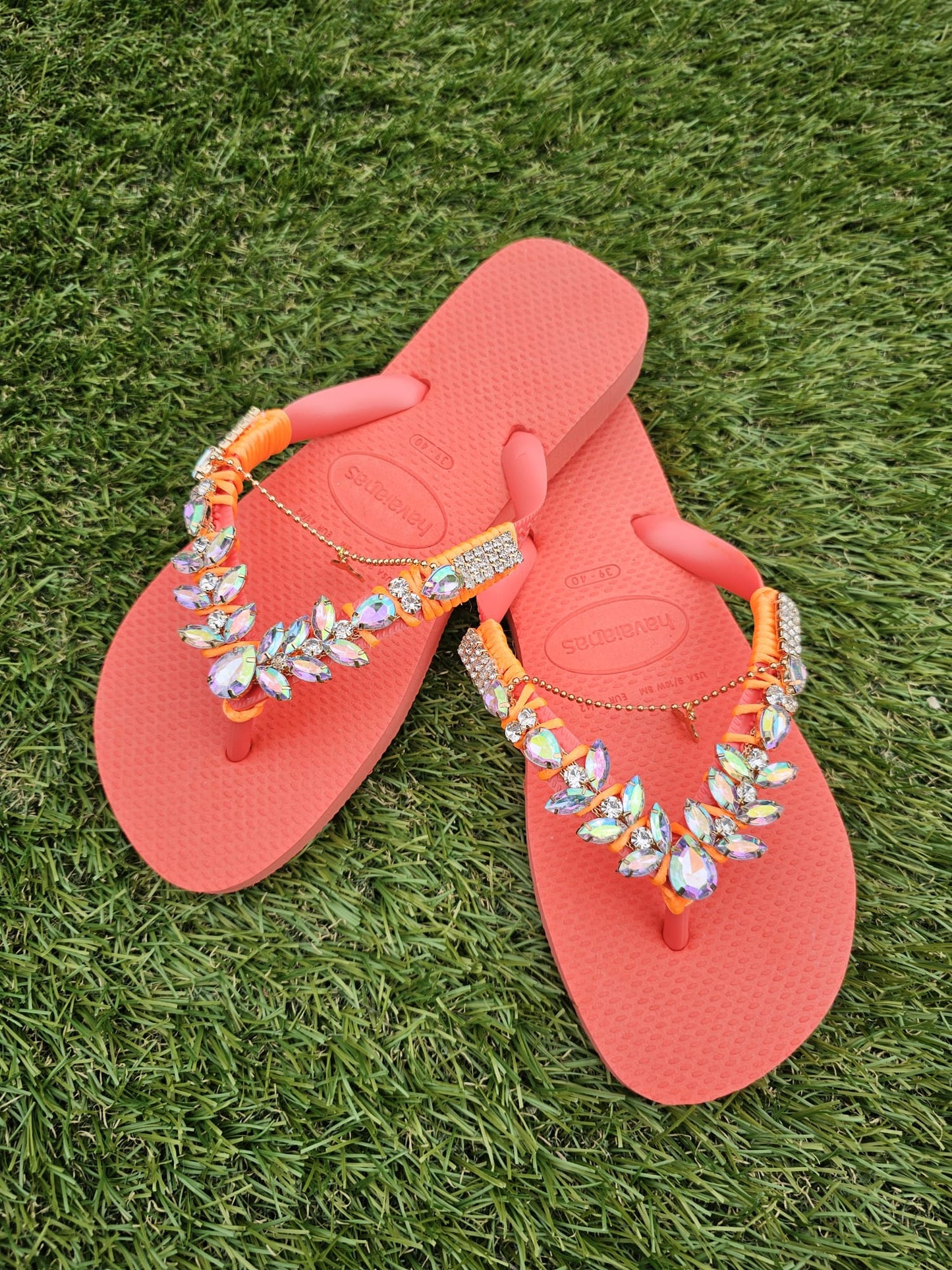 Orange Tropical Slippers