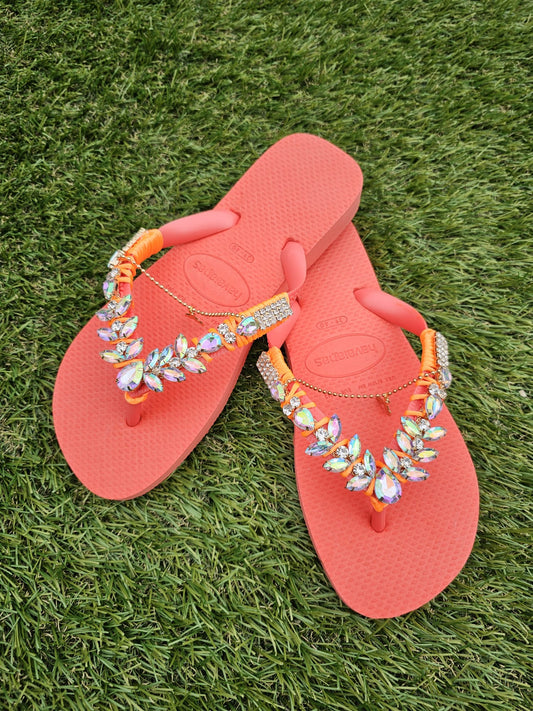 Orange Tropical Slippers